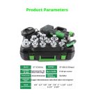 3/8", 1/2", 5/8", 3/4", 7/8", and 1-1/8"